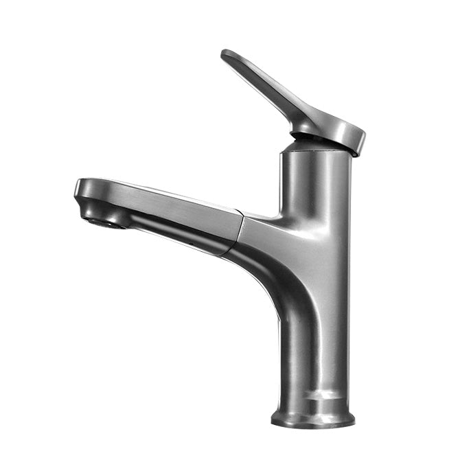 LoungeYard | Contemporary Bath Faucet Brass Lever Handle Pull-Out Sink Faucet — product view 2
