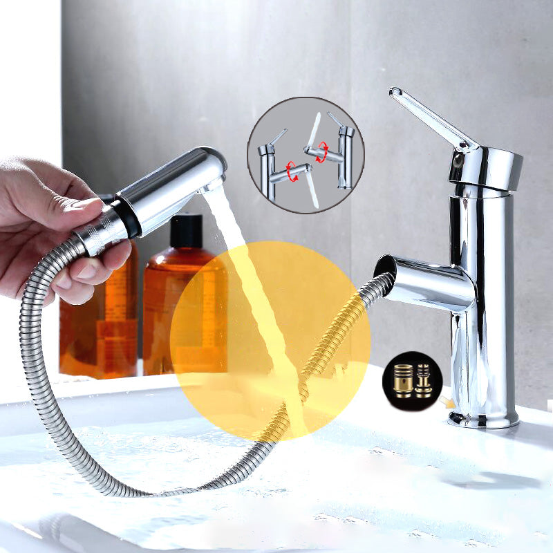 LoungeYard | Contemporary Bath Faucet Brass Lever Handle Pull-Out Sink Faucet — product view 1