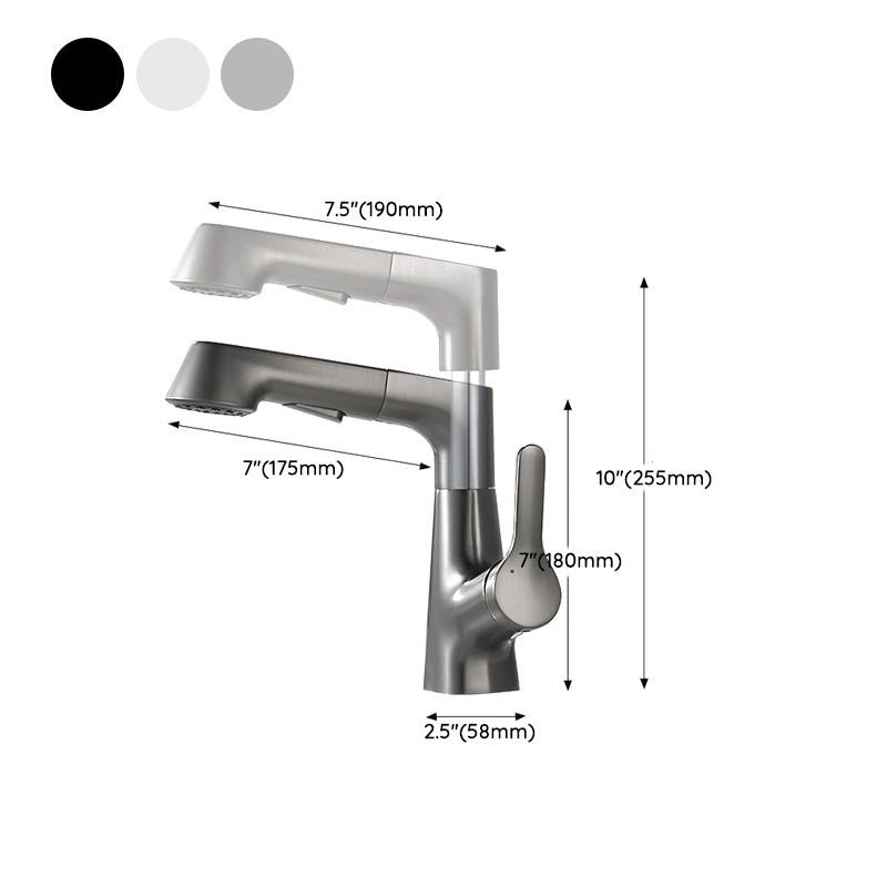 LoungeYard | Contemporary Bath Faucet Brass Lever Handle Pull-Out Sink Faucet — product view 7