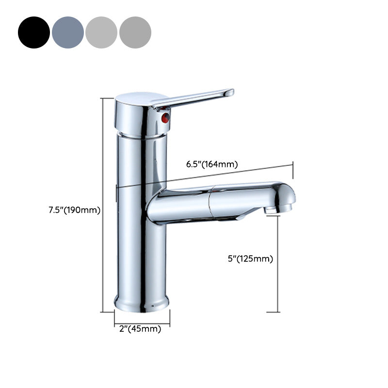 LoungeYard | Contemporary Bath Faucet Brass Lever Handle Pull-Out Sink Faucet — product view 3