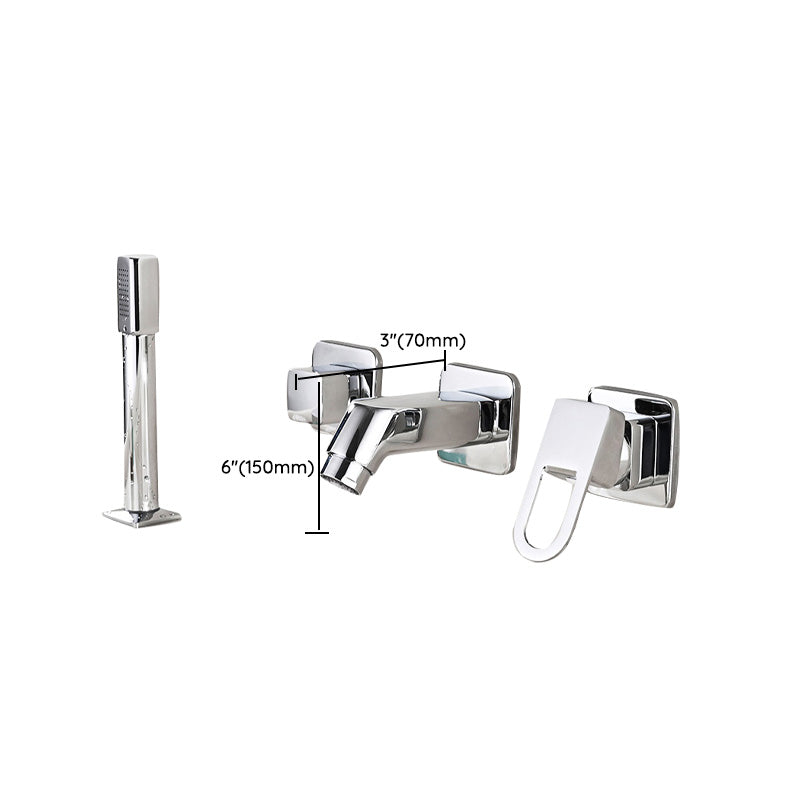 LoungeYard | Wall Mounted Faucet Brass Lever Handle Bathroom Faucet Hand Shower — product view 6