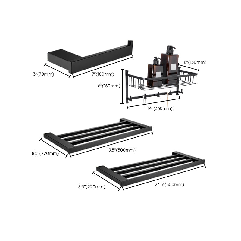 LoungeYard | 5-piece Modernism Bath Accessory Set in Matte Black Stainless Steel — product view 5