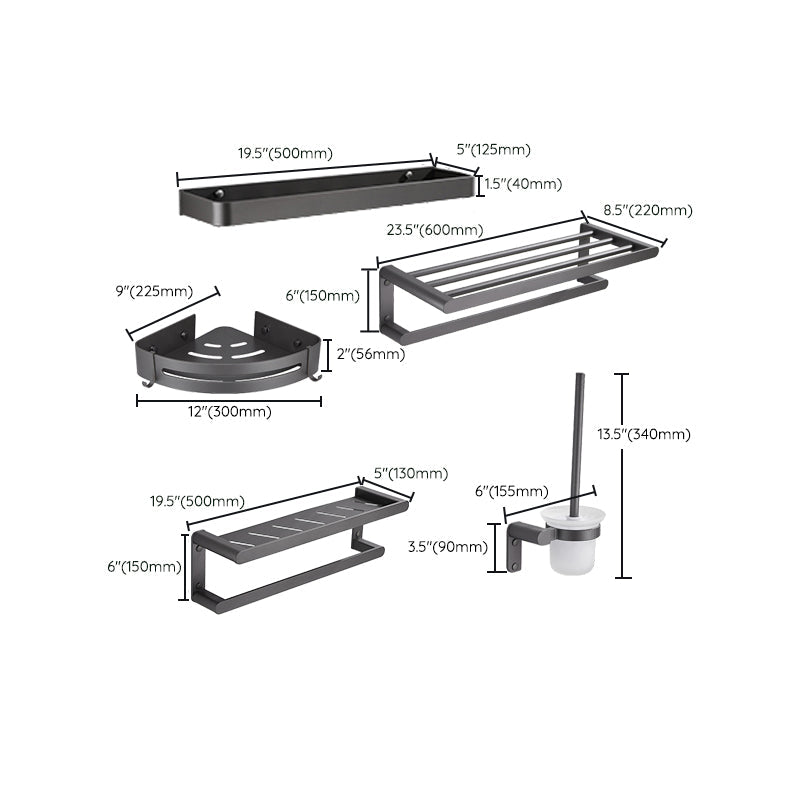 LoungeYard | Gray Bathroom Accessory Set Modern Bathroom Accessories Hardware Set — product view 5