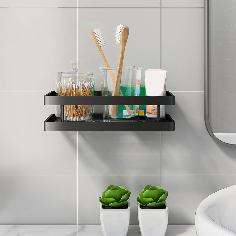 LoungeYard | 2-piece bathroom shelf made of matte black metal bathroom hardware set — product view 1