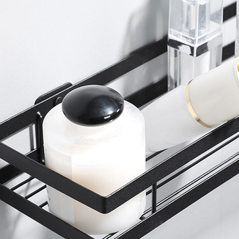 LoungeYard | 2-piece bathroom shelf made of matte black metal bathroom hardware set — product view 2