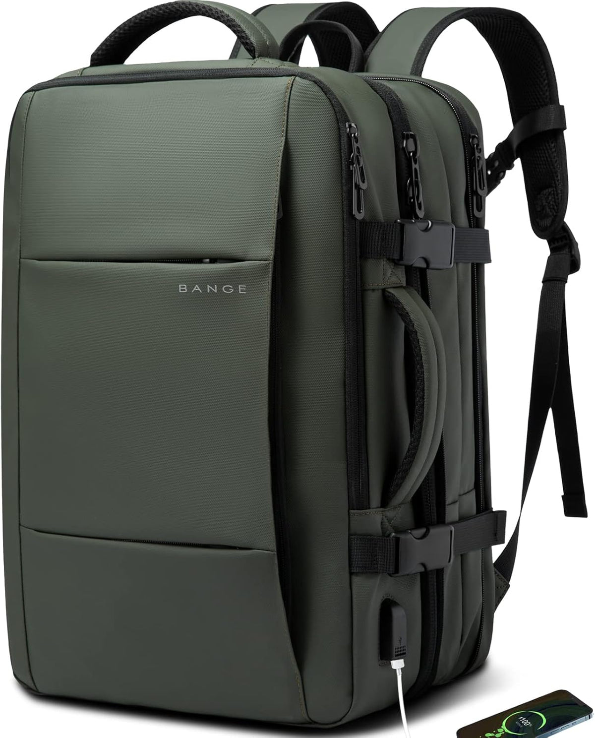 Expandable 26–45L Waterproof Travel Backpack with Laptop Sleeve & Duffle Carry | LoungeYard — product view 2
