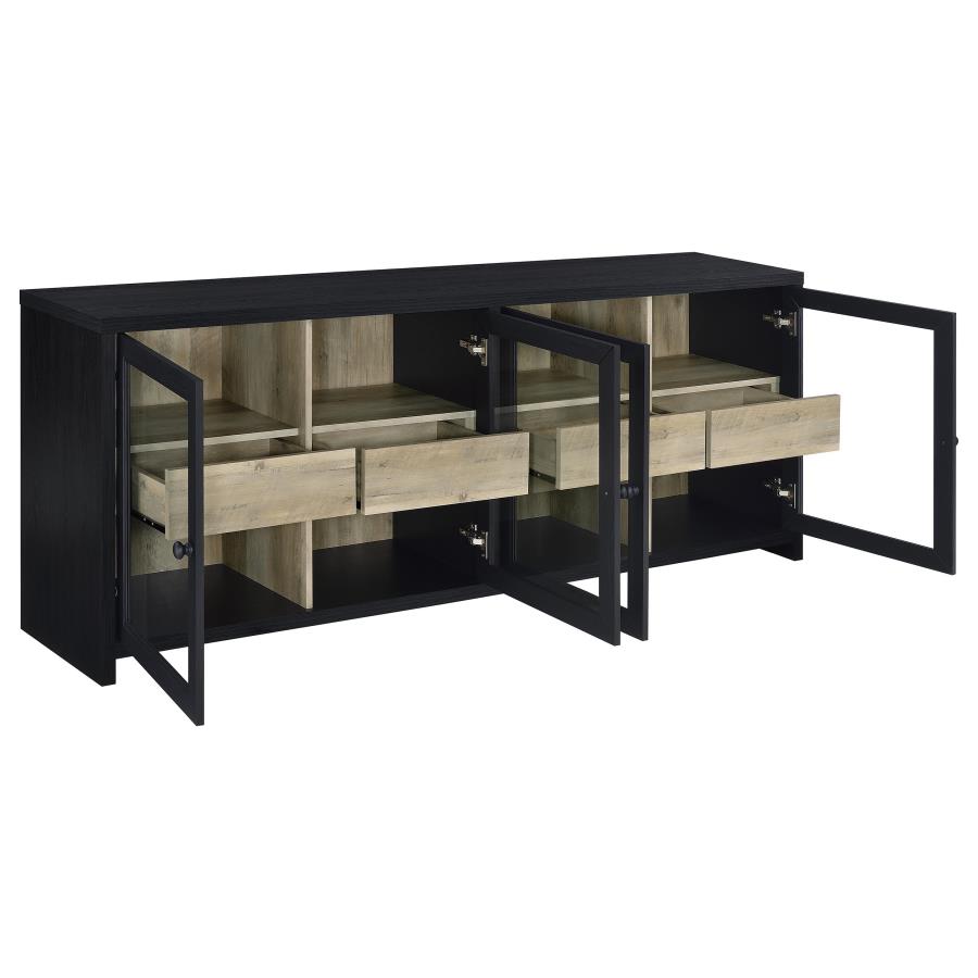 Denison Black & Distressed Pine 79" TV Stand Media Console – 720223 — product view 3