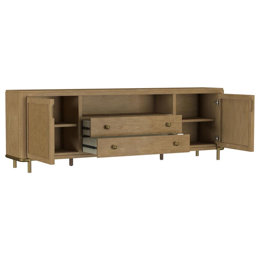 Arini Sand Wash Natural Wood 79" 2-Door Cane Modern TV Stand – 720253 — product view 2