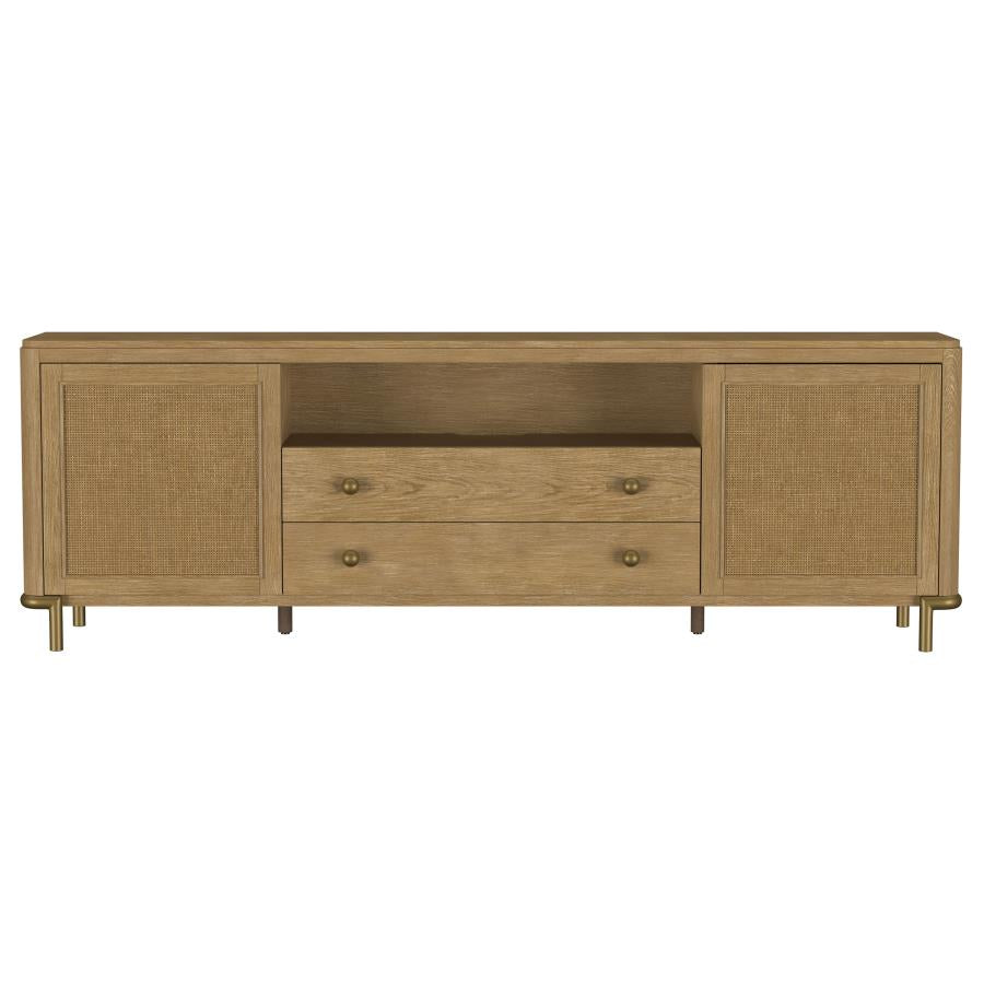 Arini Sand Wash Natural Wood 79" 2-Door Cane Modern TV Stand – 720253 — product view 3