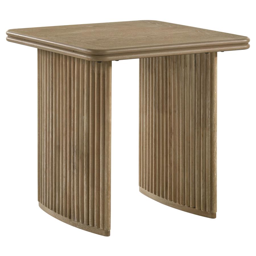 Adina Distressed Light Brown Reeded Square End Table – 722857 — product view 2