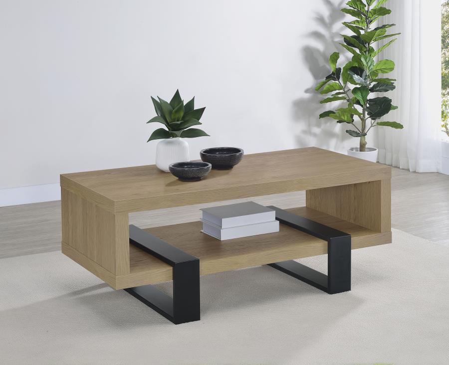 Coaster Dinard Latte and Black Finish Wood Coffee Table – 723688 — product view 1