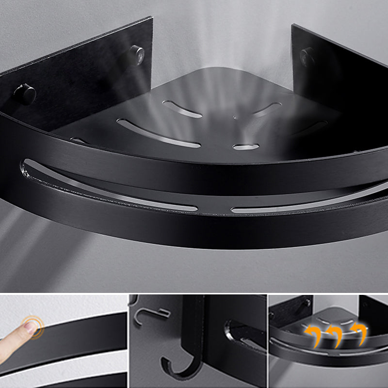 LoungeYard | Matt Black Modern Bathroom Accessory Set, Set of 3, Bathroom Shelf — product view 3