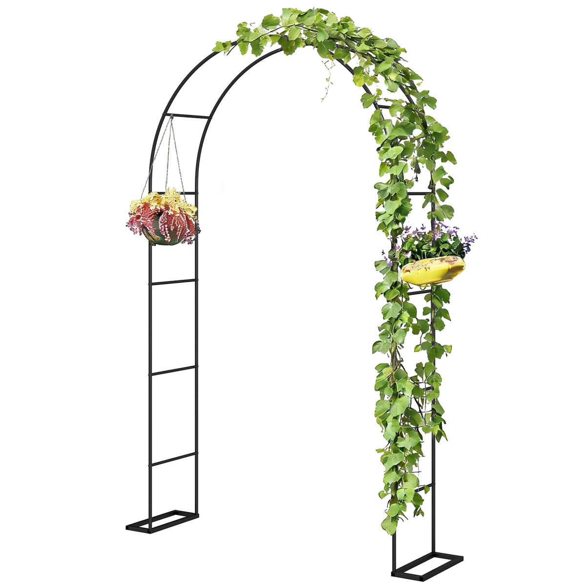 8 ft Steel Garden Arch Trellis with Base, Black — product view 2