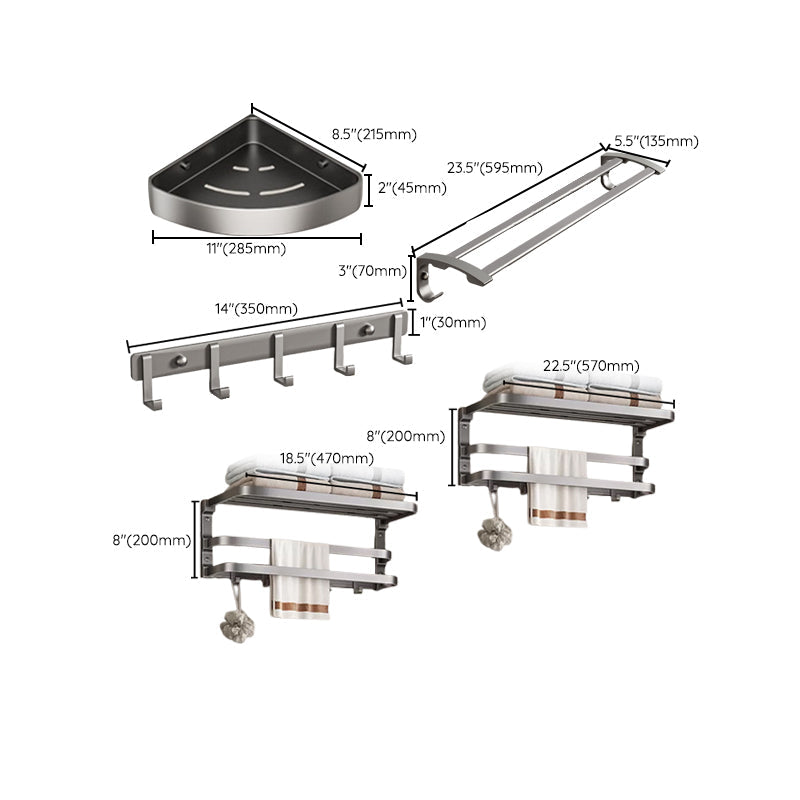 LoungeYard | Traditional bathroom accessory as a single piece or in a set in grey — product view 2