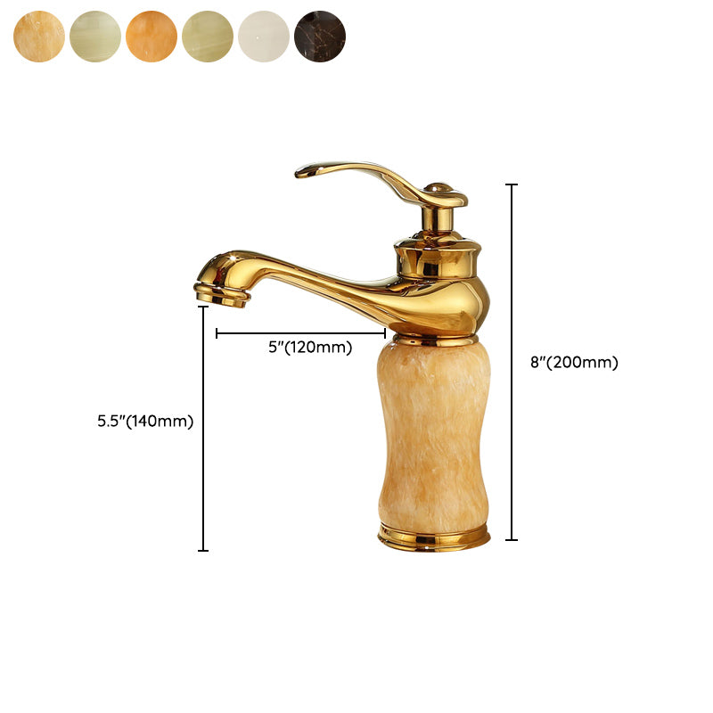LoungeYard | Deck Mounted Copper Tub Faucet Low Arc Roman Tub Faucet Set with Jade — product view 3