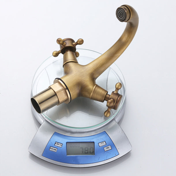 LoungeYard | Button Handle Widespread Bathroom Faucet Industrial Sink Faucet — product view 2