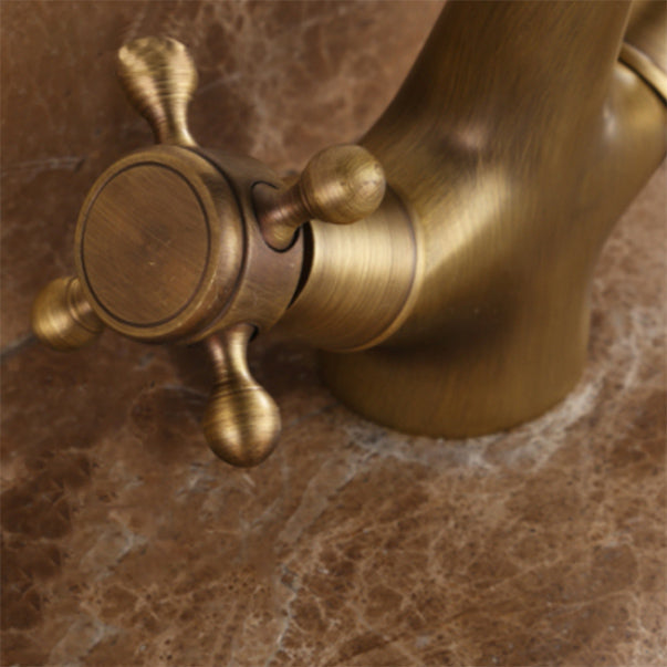 LoungeYard | Button Handle Widespread Bathroom Faucet Industrial Sink Faucet — product view 5