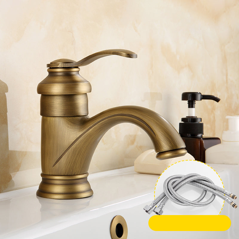 LoungeYard | Brass Bathroom Vessel Sink Faucet Single Handle Round Basin Faucet with Water Hose — product view 1