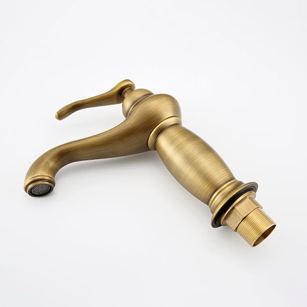 LoungeYard | Brass Bathroom Vessel Sink Faucet Single Handle Round Basin Faucet with Water Hose — product view 6
