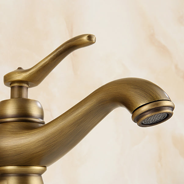 LoungeYard | Brass Bathroom Vessel Sink Faucet Single Handle Round Basin Faucet with Water Hose — product view 3