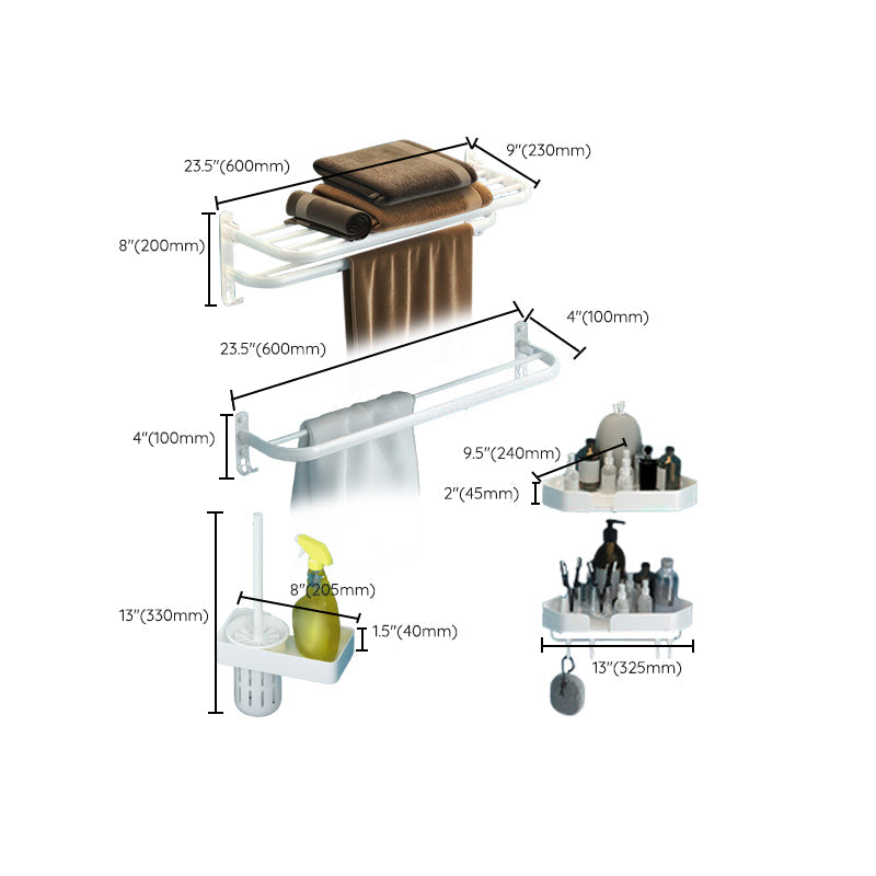 LoungeYard | Modern Bathroom Hardware Set White Metal Bathroom Accessory Set — product view 7