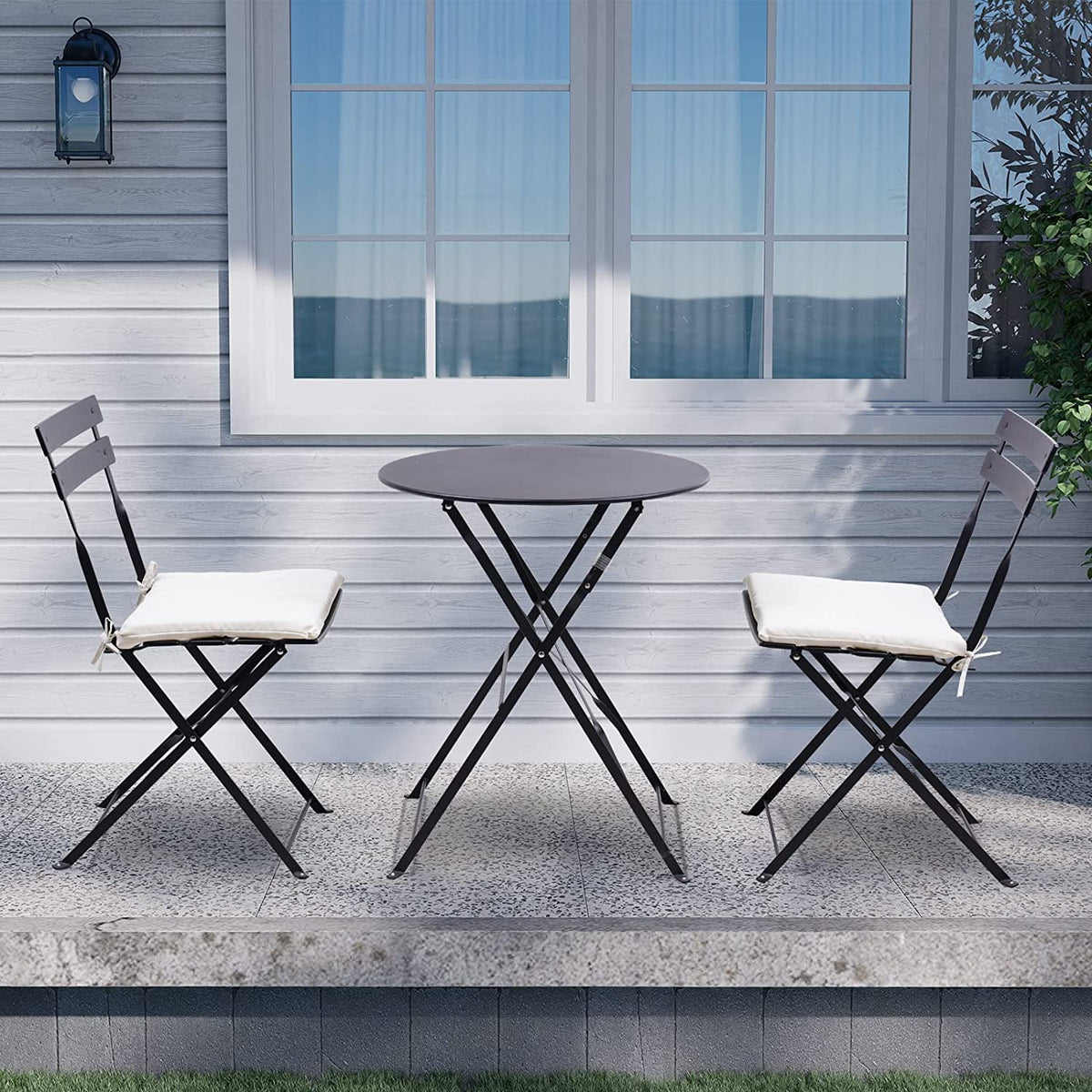 LOUNGE YARD Steel Patio Bistro Sets Cushions, Water-Resistance Cushions for 3-Piece Patio Set, Set of 2 — product view 2