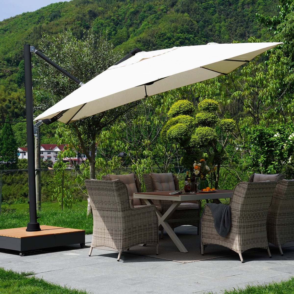 LOUNGE YARD 10x13 FT Acrylic Outdoor Cantilever Aluminum Umbrella, 5-Year-Non-Fading — product view 2