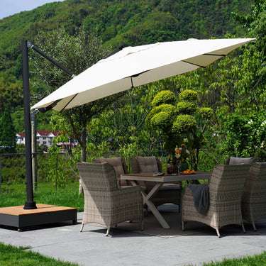 LOUNGE YARD 10x13 FT Acrylic Outdoor Cantilever Aluminum Umbrella, 5-Year-Non-Fading