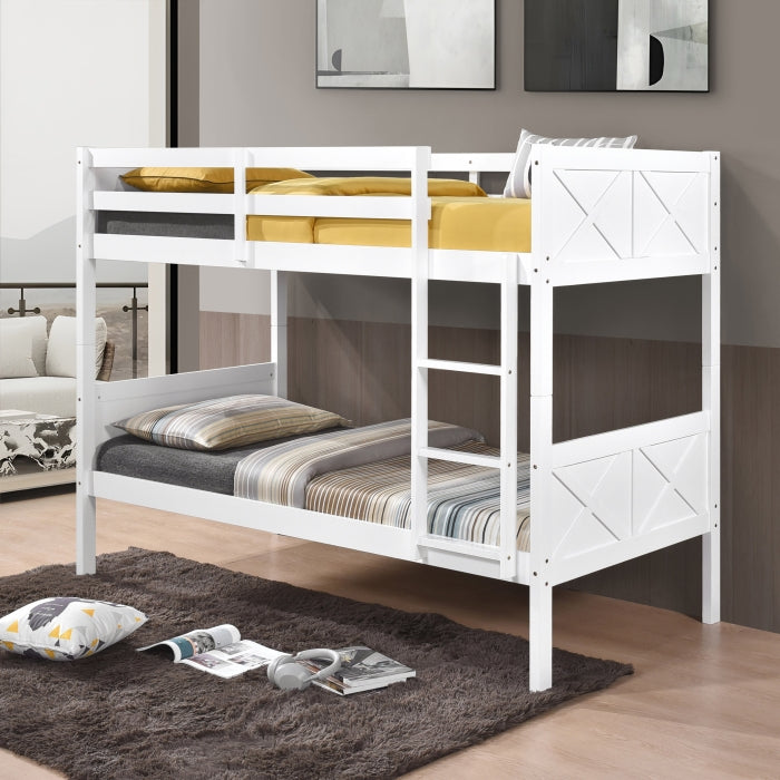 University White Twin Over Twin Convertible Bunk Bed – Milton Greens Stars - 7543 — product view 1