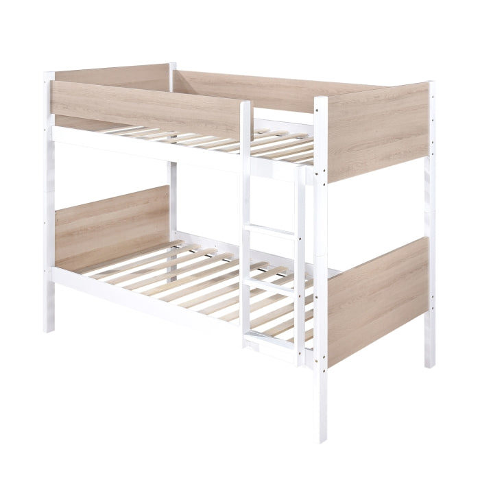 Two Tone White and Natural Twin Over Twin Convertible Bunk Bed – Milton Greens Stars - 7546 — product view 3