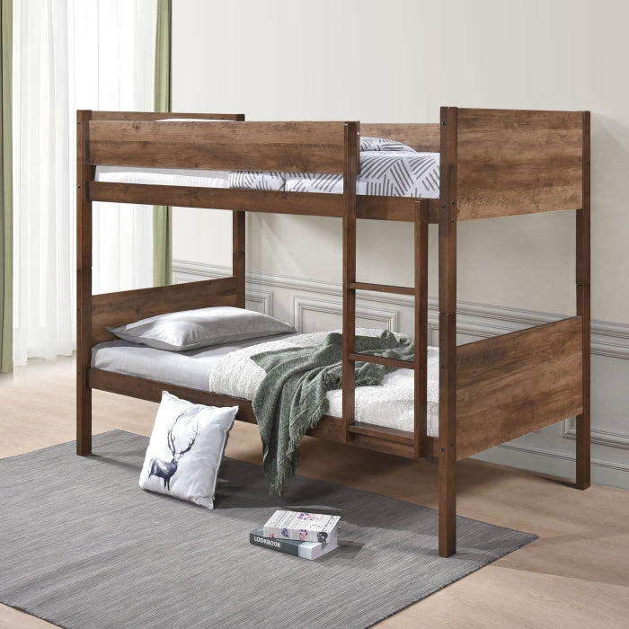 Two Tone Brown Twin Over Twin Convertible Bunk Bed – Milton Greens Stars - 7547 — product view 1