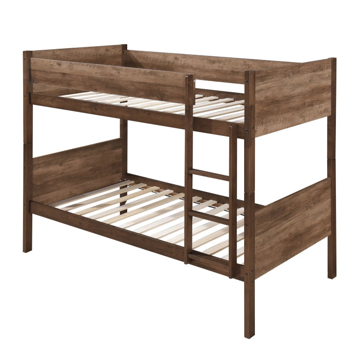 Two Tone Brown Twin Over Twin Convertible Bunk Bed – Milton Greens Stars - 7547 — product view 4