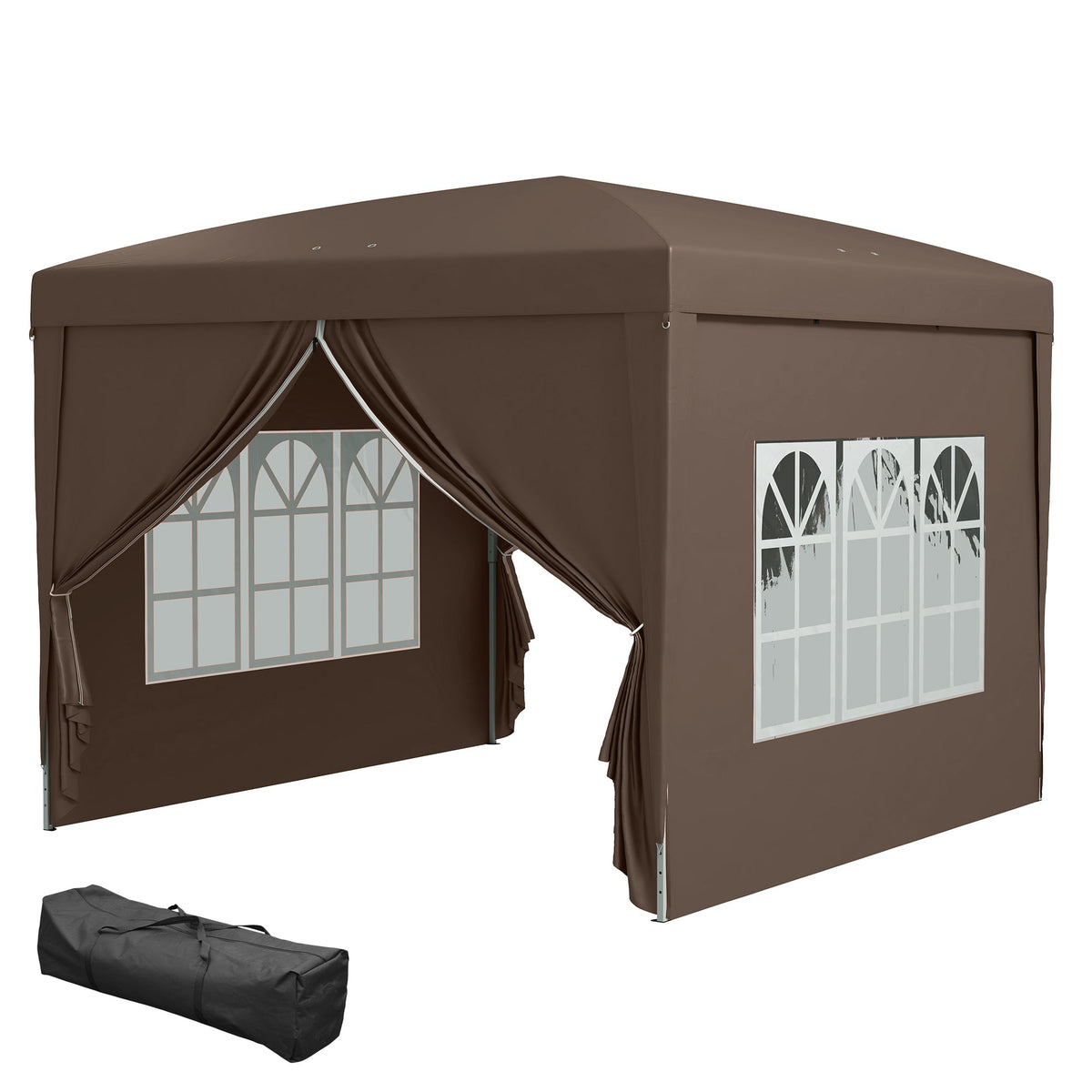 10' x 10' Pop-Up Party Tent Canopy with Carrying Bag, Coffee — product view 2