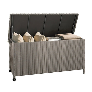 LOUNGE YARD 108 Gallons Large Outdoor Wicker Storage Box with Lid for Cushions