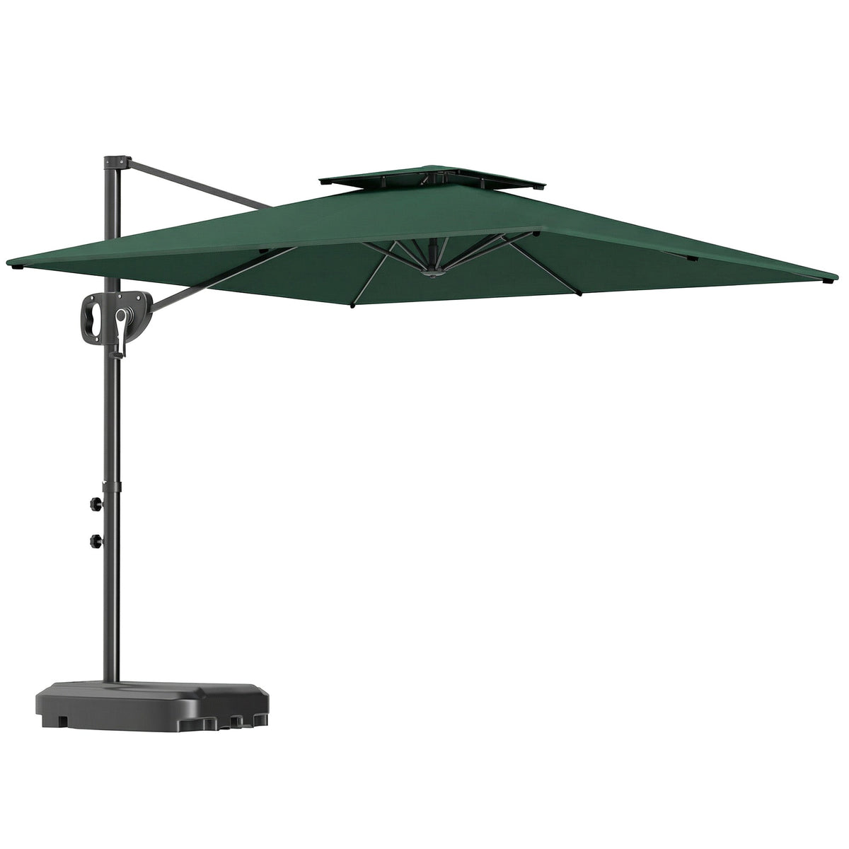 2.5 m Cantilever Parasol with Fillable Base and Double Top, Dark Green — product view 1