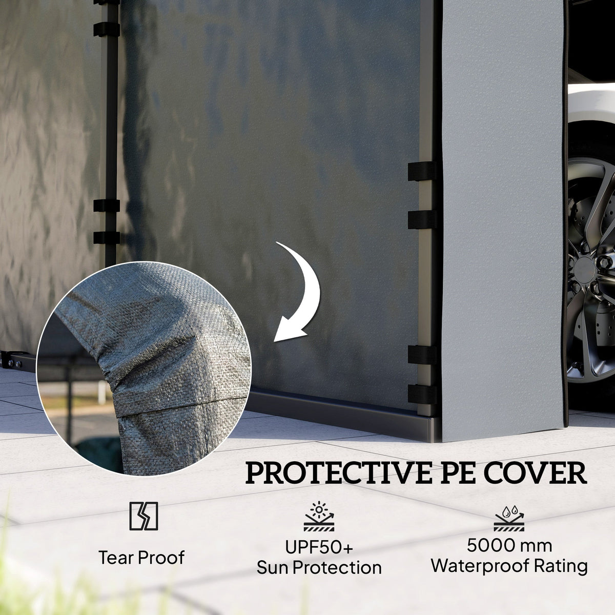 Carport Sidewalls Replacement Kit for 12' x 20' Carport, Dark Grey — product view 7