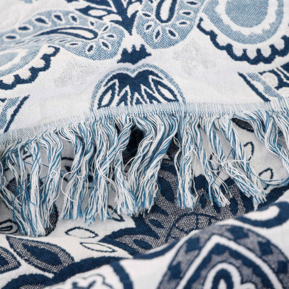 LoungeYard | Paisley Dream Cotton Tassel Blanket — product view 4