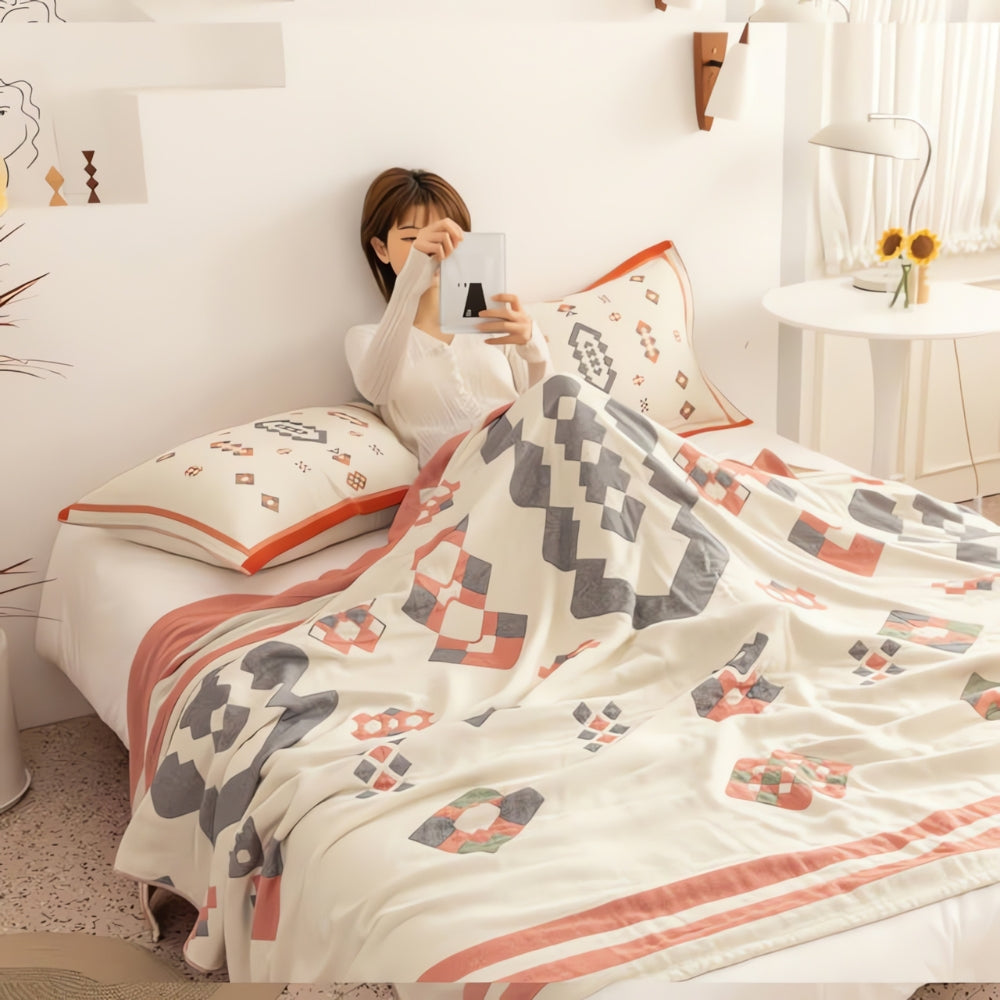 LoungeYard | Chevron Design Four-Layer Cotton Blanket — product view 3