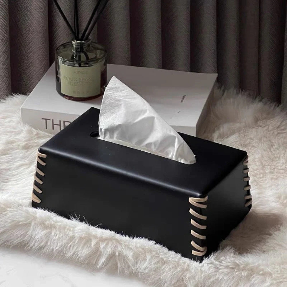 LoungeYard | Stitched Leather Tissue Box Holder — product view 6