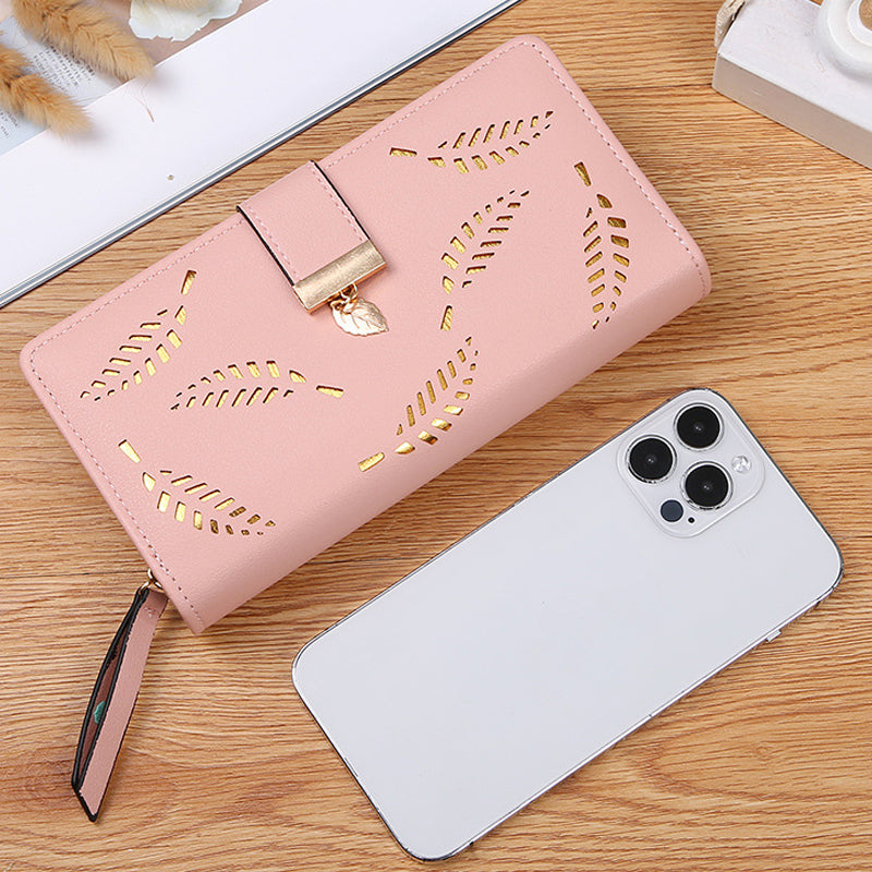 LoungeYard | Long wallet for women with leaf pattern — product view 4