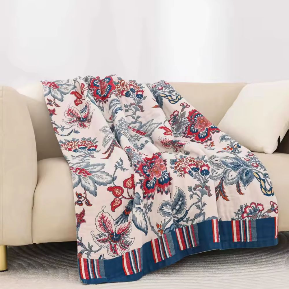 LoungeYard | Retro Botanica Bliss Cotton Blanket — product view 4