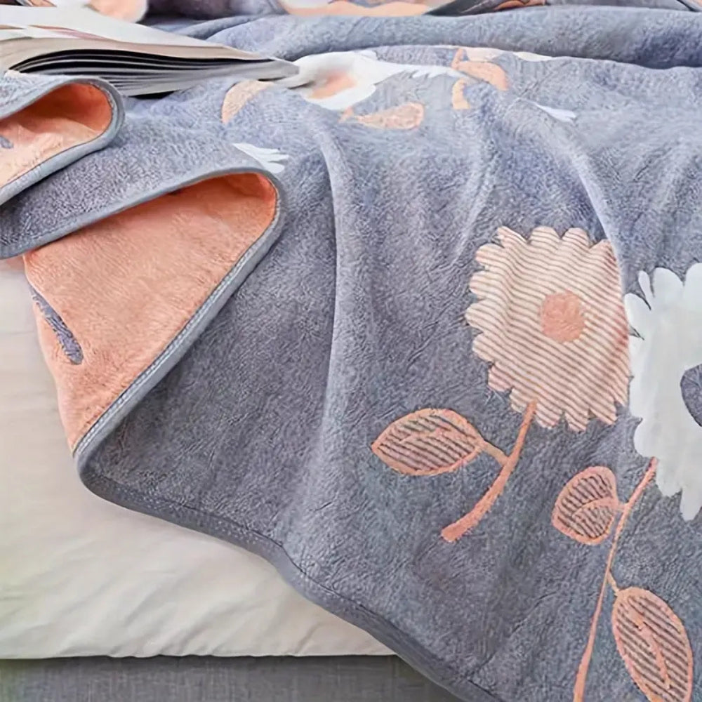 LoungeYard | Zyphara Reversible Cotton Floral Blanket — product view 3