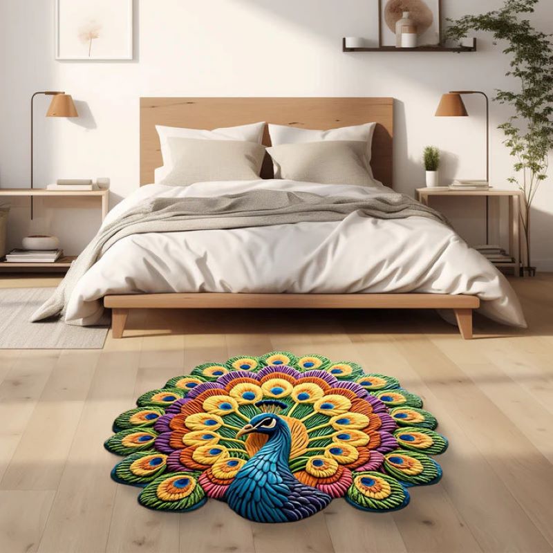 LoungeYard | Quick-drying non-slip peacock floor mat — product view 6