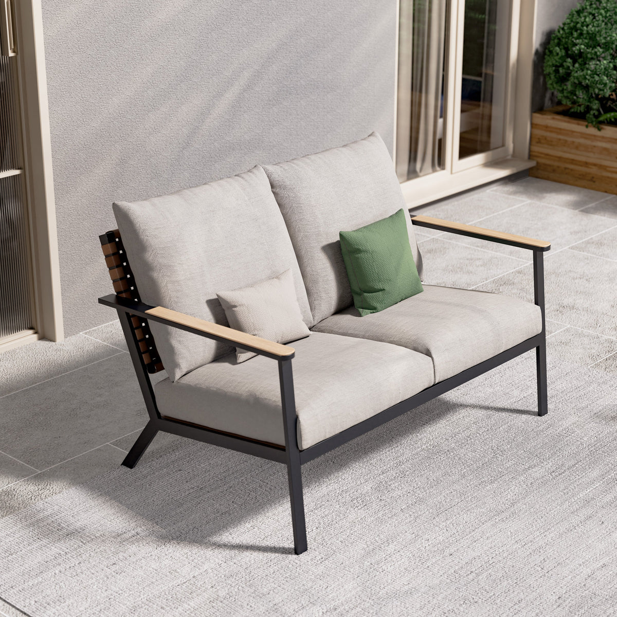 LOUNGE YARD 4-Seat Conversation Sofa Set, Outdoor Rocking Bistro Set with Thick Cushions — product view 4