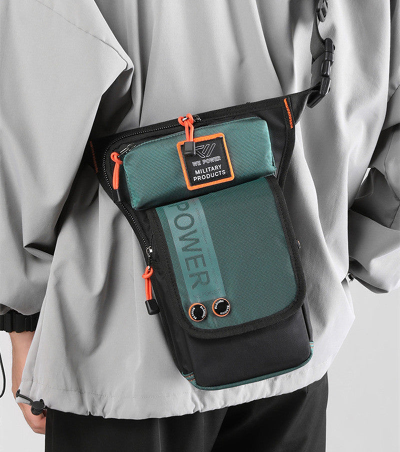 LoungeYard | Personalized Men's Motorcycle Style Waterproof Nylon Leg Chest Bag — product view 2