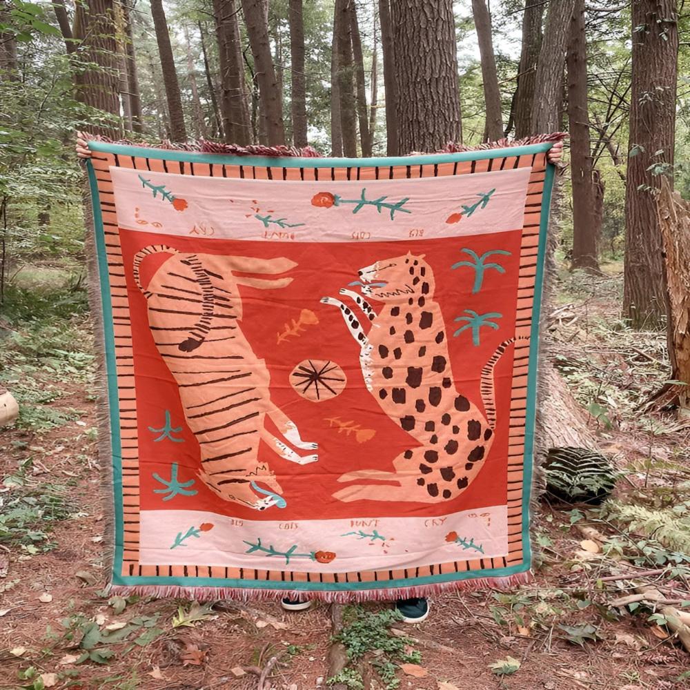 LoungeYard | Leopard Woven Tassel Blanket — product view 7