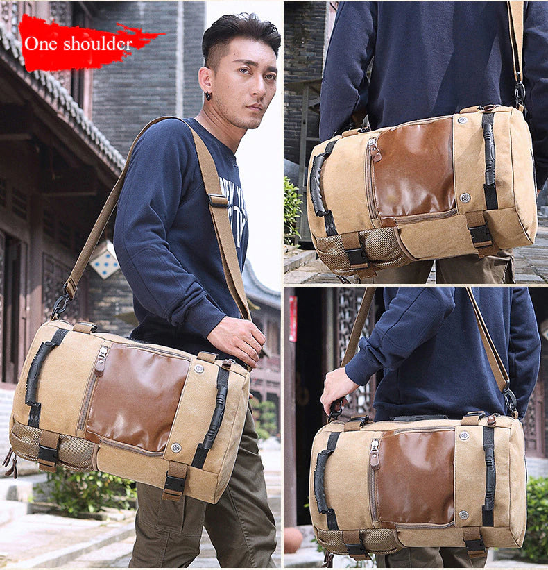 LoungeYard | Men Canvas Multifunctional Travel Backpack — product view 5
