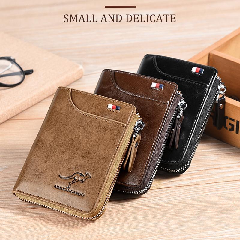 Men's RFID-Blocking Leather Wallet with Zipper Closure — product view 4