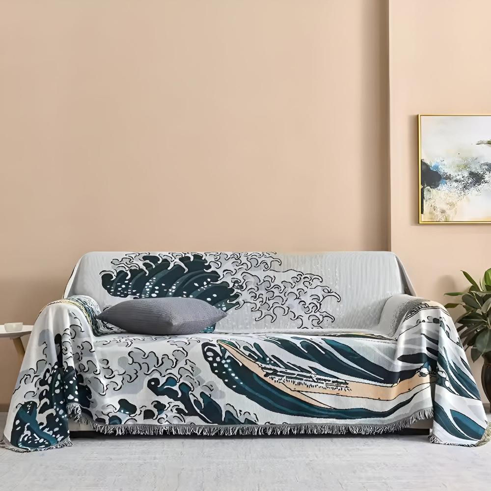 LoungeYard | Classic Great Wave Throw Blanket — product view 3