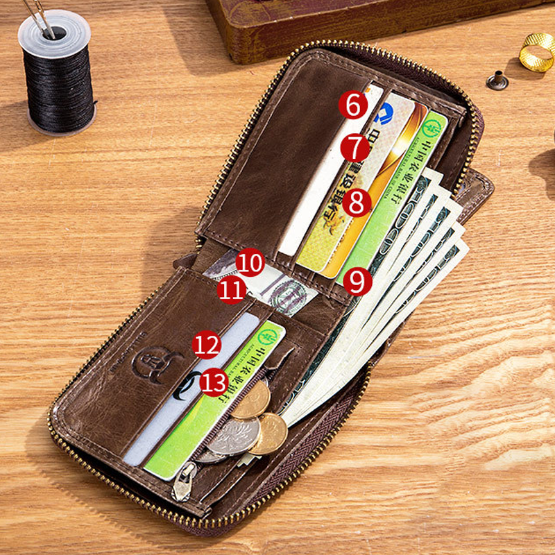 Multifunctional Anti-RFID Leather Wallet | LoungeYard — product view 4